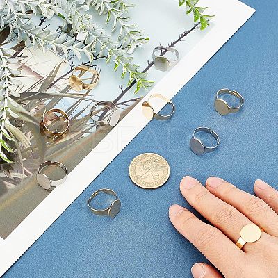 20Pcs 2 Colors Adjustable 304 Stainless Steel Finger Rings Components STAS-UN0031-51-1