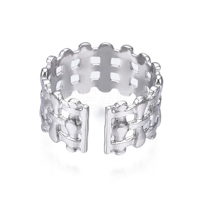Non-Tarnish 304 Stainless Steel Bar Wrap Open Cuff Ring RJEW-T023-01P-1