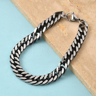 304 Stainless Steel Cuban Link Chain Bracelets for Men Women BJEW-D367-01-1