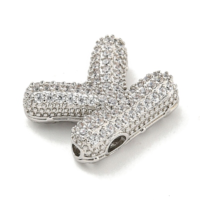 Platinum Plated Brass Micro Pave Cubic Zirconia Pendants KK-L073-001P-K-1