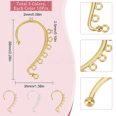 30Pcs 3 Colors Alloy Ear Cuff Findings FIND-SC0003-95-1