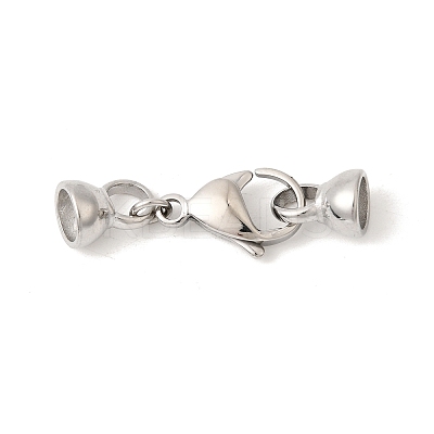 304 Stainless Steel Lobster Claw Clasps and Cord End STAS-B128-08P-02-1