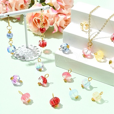 100Pcs 10 Colors Transparent Spray Paint Glass Pendants PALLOY-CJ00123-1