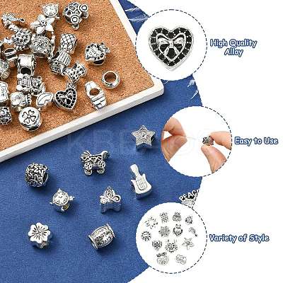 40 Pcs Tibetan Style Alloy European Beads FIND-CJ0004-38-1