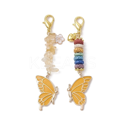 Butterfly Alloy Enamel Pendants Decoraiton HJEW-JM01637-05-1