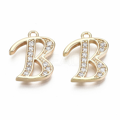 Brass Micro Pave Clear Cubic Zirconia Pendants KK-S360-053B-NF-1