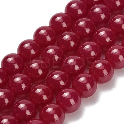 Lab Grown Red Corundum Beads Strands G-L634-B03-8mm-1