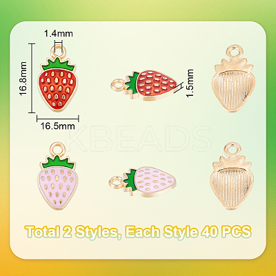 80Pcs 2 Colors Light Gold Plated Alloy Enamel Pendants ENAM-UN0001-14-1
