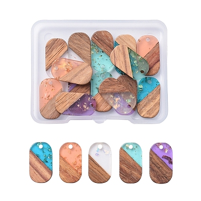 Transparent Resin & Walnut Wood Pendants RESI-CJ0001-96-1