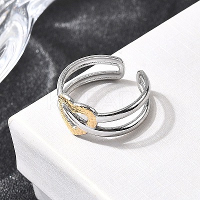 Adjustable 304 Stainless Steel Cuff Rings for Women RJEW-B150-01GP-05-1