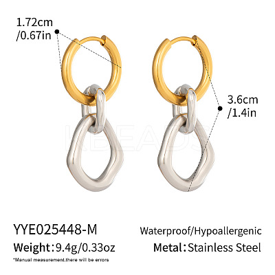 304 Stainless Steel Double Ring Hoop Dangle Earrings QP5303-1-1