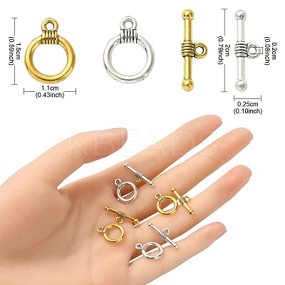 20Pcs 2 Colors Tibetan Style Alloy Toggle Clasps FIND-YW0004-22-1