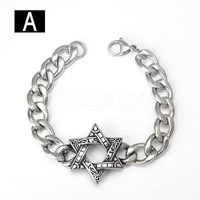 Punk & Viking 304 Stainless Steel Link Bracelets FS-WG44D5C-01-1