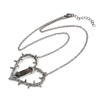 Alloy with Resin Thorned Heart Pendant Necklaces for Women LS-NJEW-Z101-01B-1