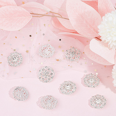 10Pcs 2 Style Crystal Rhinestone Flower Brooch Pin JEWB-GF0001-30-1