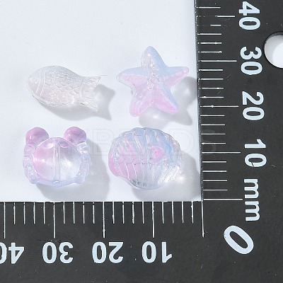100Pcs Transparent Spray Painted Glass Beads GLAA-CJ0002-13-1