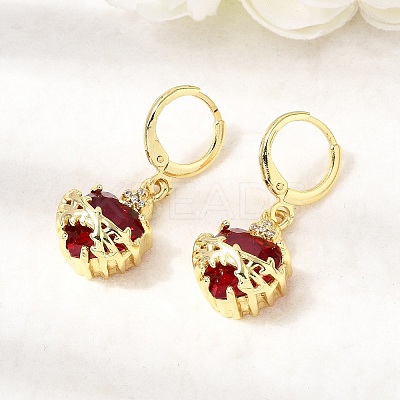 Heart Brass Brass Micro Pave Cubic Zirconia Hoop Earrings EJEW-P333-10A-G-1