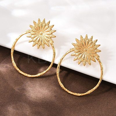 304 Stainless Steel Flower Stud Earrings EJEW-I320-16G-1