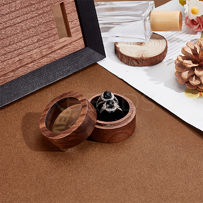 2-Slot Round Wood Ring Storage Boxes CON-HY0001-05C-1