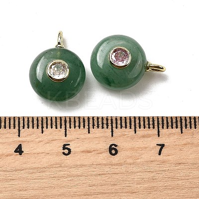 Natural Green Aventurine Flat Round Pendants G-H318-01G-A-01-1