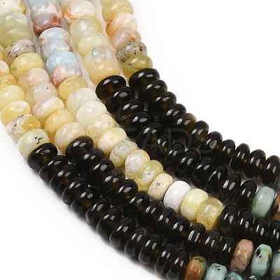 Natural African Turquoise(Jasper) & Unakite & Blue Spot Jasper & Crazy Agate & Yellow Opal & Ice Obsidian & Synthetic Shoushan Stone Beads Strands G-Z135-C07-2x4mm-1