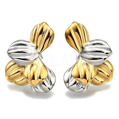 304 Stainless Steel Two-tone Stud Earrings for Women EJEW-R023-01GP-07-1