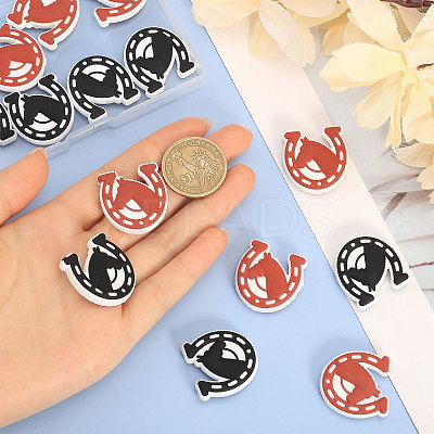 16Pcs 2 Colors Horse & Horseshoe Food Grade Eco-Friendly Silicone Focal Beads SIL-CA0002-92-1