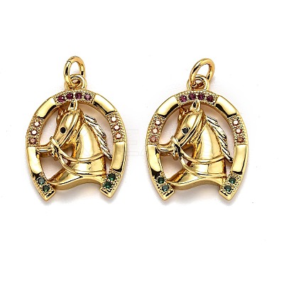 Brass Micro Pave Cubic Zirconia Pendants ZIRC-O039-01G-1