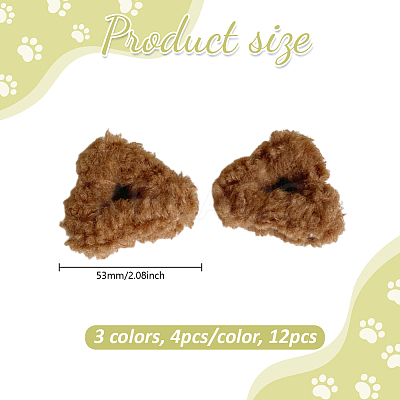 12Pcs 3 Colors Cat Ear Shape Plush Claw Hair Clips PHAR-GO0001-09-1