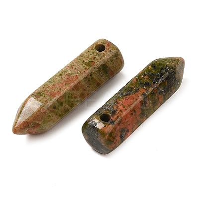 Natural Unakite Pointed Pendants G-C158-05J-1