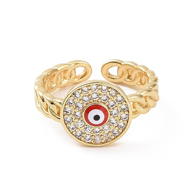 Real 18K Gold Plated Brass Micro Pave Cubic Zirconia Open Rings RJEW-J017-VC280-1