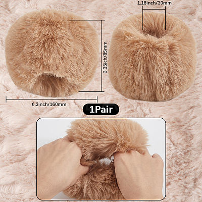 Women Imitation Rabbit Hair Cuffs Oversleeve Arm Gloves AJEW-WH20018-34E-1