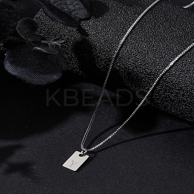 1Pc Stainless Steel Letter Rectangle Pendant Necklaces NJEW-LP0001-34Y-P-1