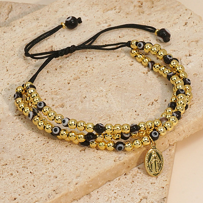 18K Gold Plated Brass Beaded Braided Bead Bracelets VH4974-6-1