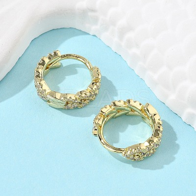 Brass Micro Pave Cubic Zirconia Huggie Hoop Earring EJEW-N011-03G-1