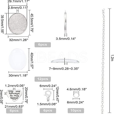 DIY Oval Photo Pendant Necklace Making Kit DIY-FH0004-62-1
