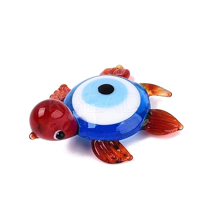 Handmade Lampwork Turtle with Evil Eye Figurine Display Decorations LAMP-N034-25C-1