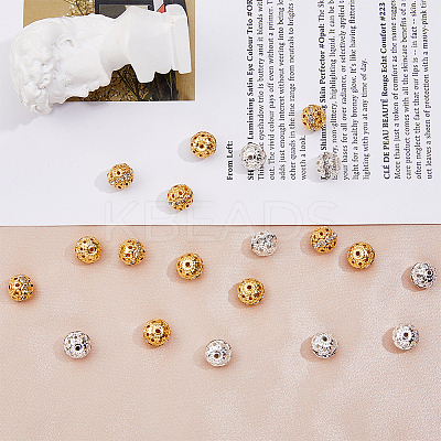 120Pcs 2 Colors Alloy Rhinestone Beads RB-HY0001-05-1