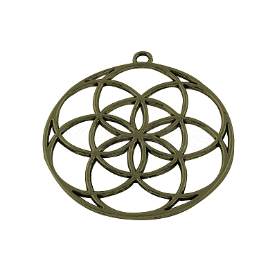 Tibetan Style Flower Alloy Pendants LS-TIBEP-R345-41AB-NR-1