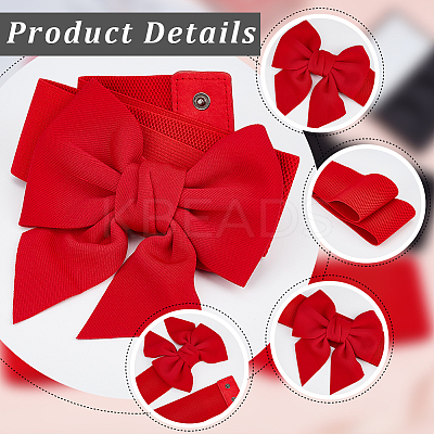3Pcs 3 Colors Cloth Bowknot Elastic Chain Belts AJEW-CP0008-09-1