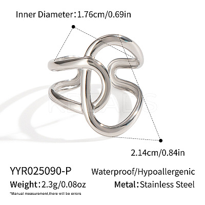 Adjustable 304 Stainless Steel Open Cuff Rings for Women SZ1207-2-1