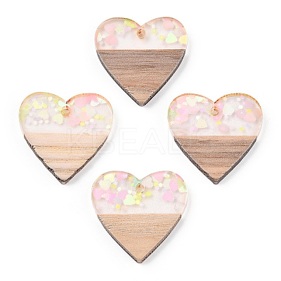 Transparent Resin & White Wood Pendants RESI-N039-34-1