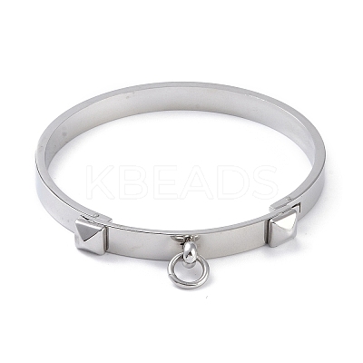 Tarnish Resistant Ring with Square 304 Stainless Steel Bangles BJEW-G700-04P-1