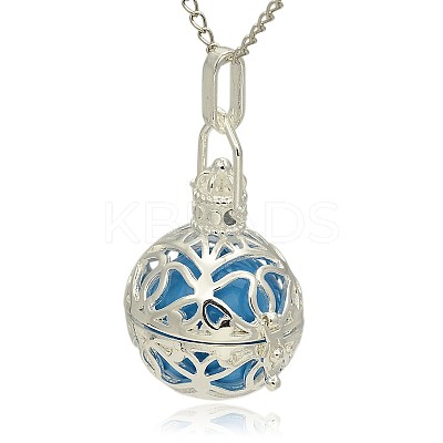 Silver Color Plated Brass Hollow Round Cage Pendants LS-KK-J240-02S-1