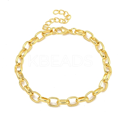 Rack Plating Brass Oval Link Bracelets for Women BJEW-B106-21G-1