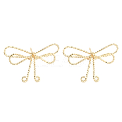 Twisted Bowknot Brass Stud Earrings for Women EJEW-S216-04A-G-1