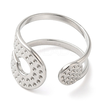 Non-Tarnish 304 Stainless Steel Double Layer Open Cuff Ring for Women RJEW-I098-27P-1