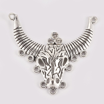 Bull/Ox Head Tibetan Style Alloy Chandelier Components Links PALLOY-J684-13AS-A-1