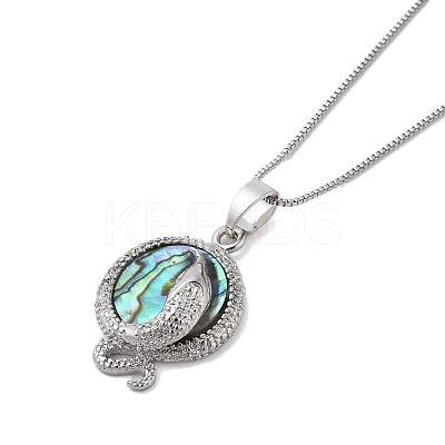 Rack Plating Natural Paua Shell Pendants Necklace NJEW-B104-01C-01P-1