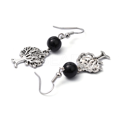 Fashion Tree of Life Earrings EJEW-JE00170-01-1